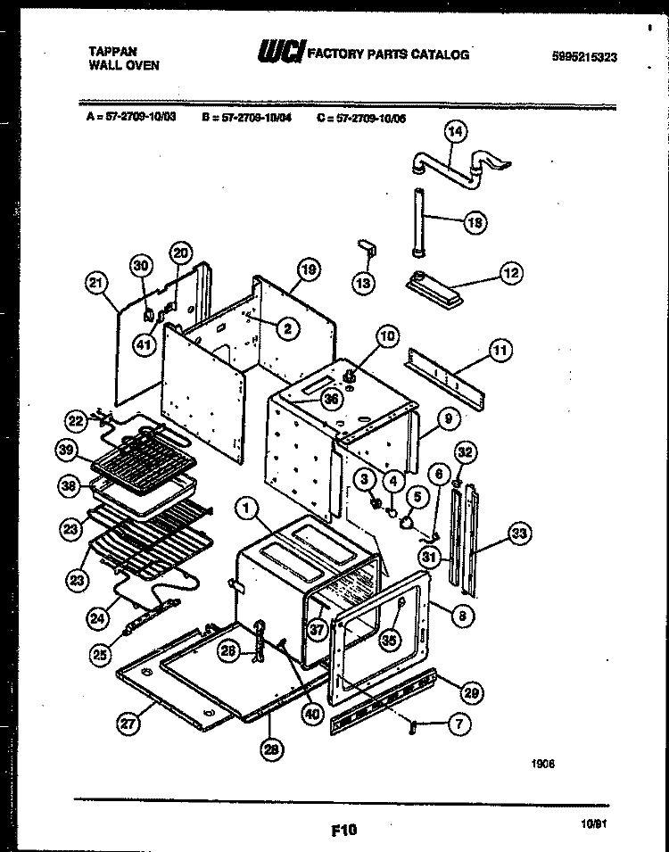 LOWER BODY PARTS Diagram and Parts List for 57-2709-10-05  Tappan Microwave Oven Combo