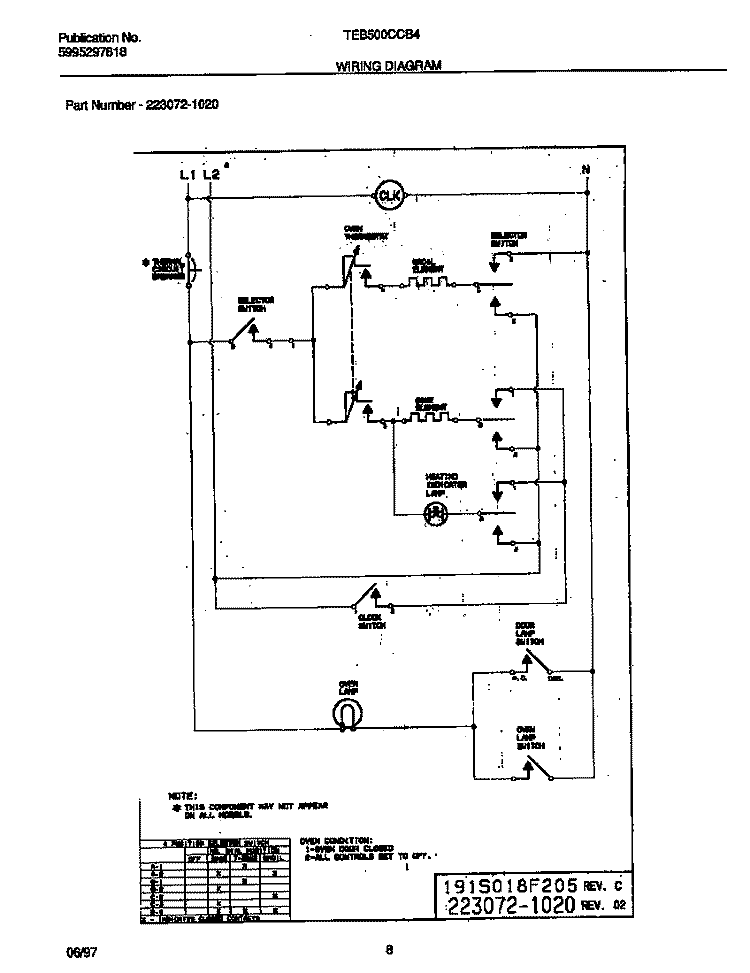 WIRING DIAGRAM Diagram and Parts List for TEB500CCB4  Tappan Wall Oven