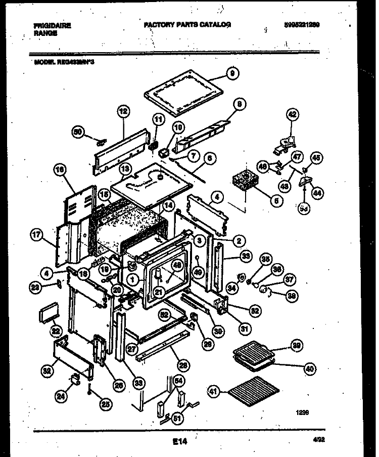 BODY PARTS Diagram and Parts List for REG433MNW3  Frigidaire Range