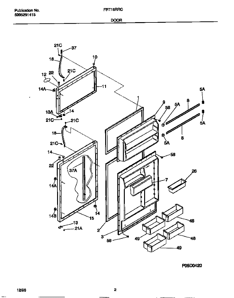 DOOR Diagram and Parts List for FRT18RRCD3  Frigidaire Refrigerator
