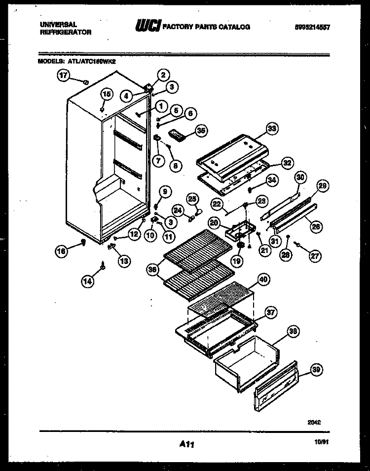CABINET PARTS Diagram and Parts List for ATL150WK2  Uni Refrigerator