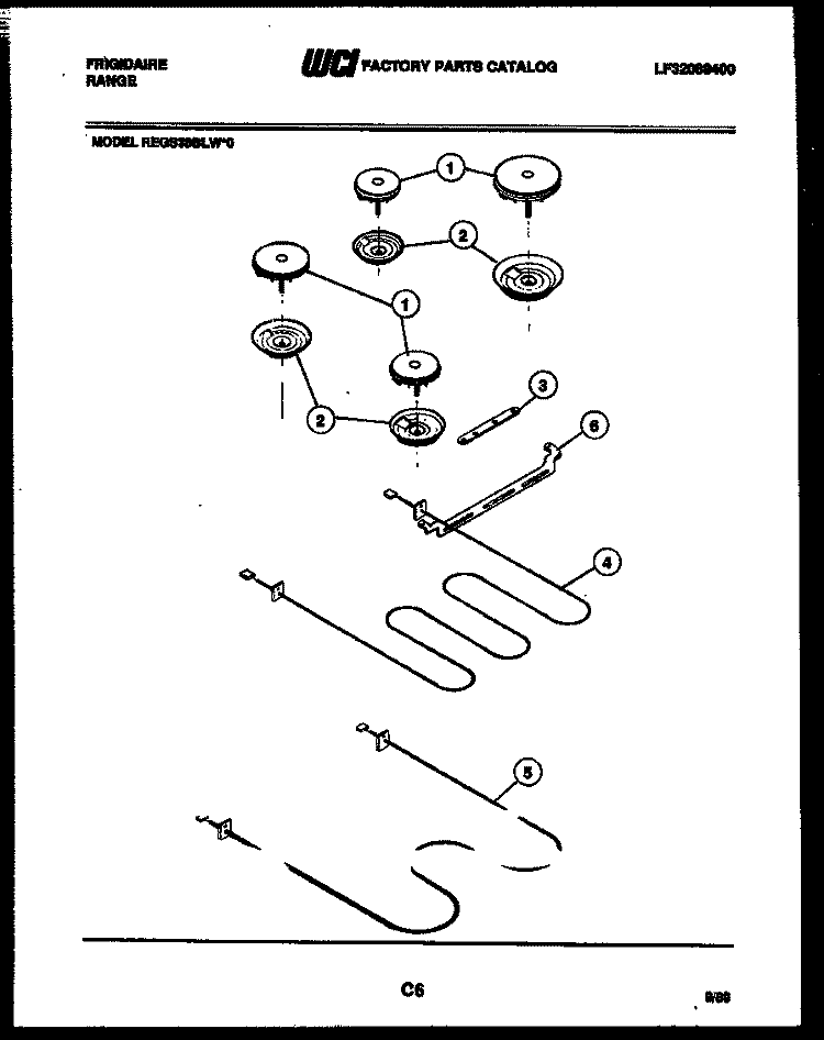 BROILER PARTS Diagram and Parts List for REGS38BLL0  Frigidaire Range