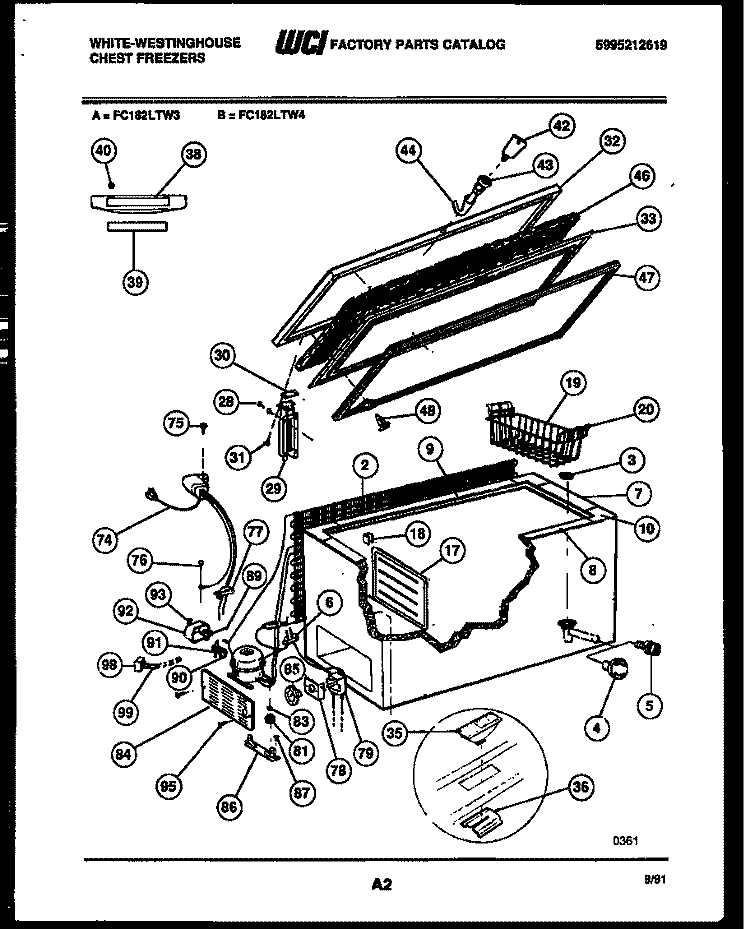 CHEST FREEZER PARTS Diagram and Parts List for FC182LTW3  Frigidaire Freezer