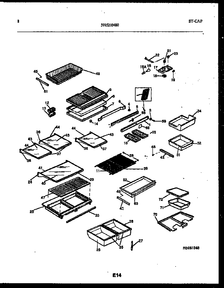 SHELVES AND SUPPORTS Diagram and Parts List for FPCEW21TIRW1  Frigidaire Refrigerator