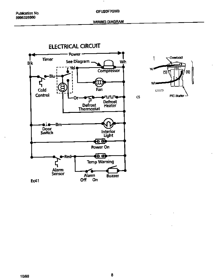 WIRING DIAGRAM Diagram and Parts List for GFU20F7GW3  Gibson Freezer