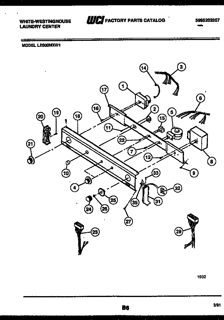 CONSOLE AND CONTROL PARTS Diagram and Parts List for LE600MXD1  Frigidaire Washer Dryer Combo