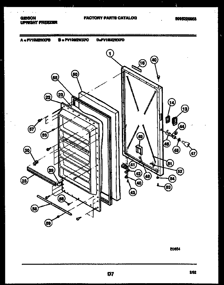 DOOR PARTS Diagram and Parts List for FV19M2WXFD  Gibson Freezer