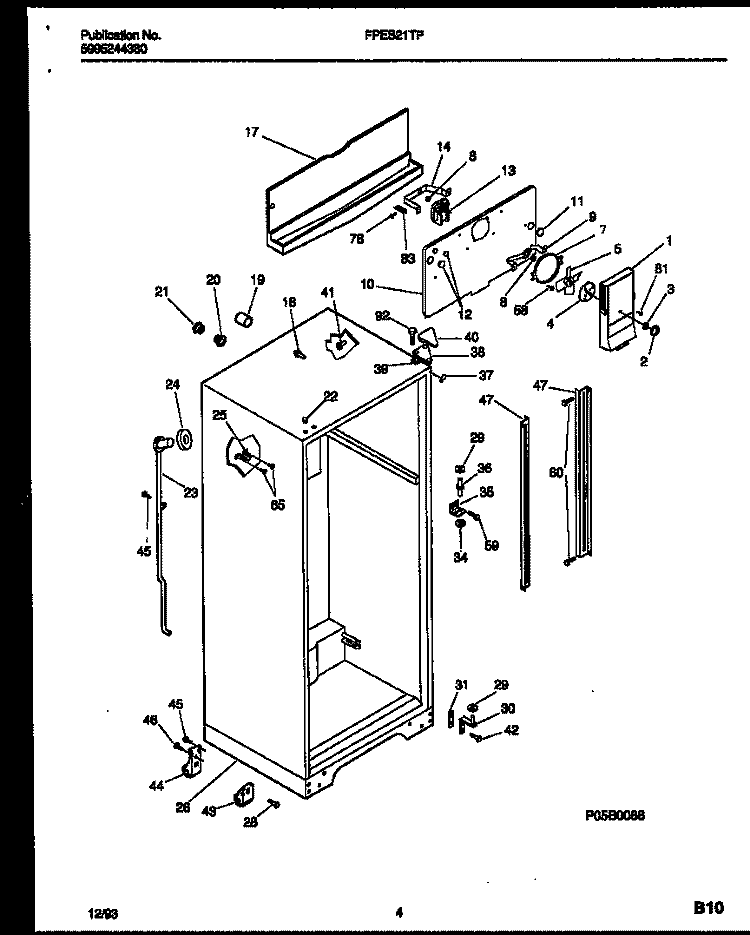 CABINET PARTS Diagram and Parts List for FPES21TPW1  Frigidaire Refrigerator