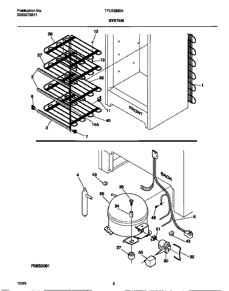 SYSTEM Diagram and Parts List for TFU12M0AW4  Tappan Freezer