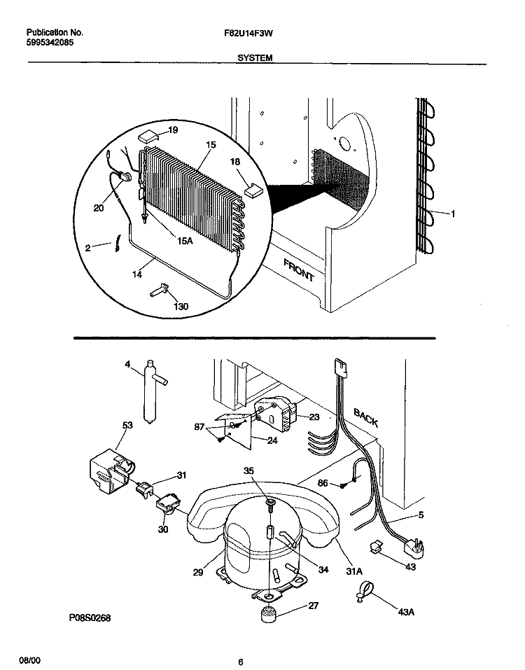 SYSTEM Diagram and Parts List for F82U14F3W1  Frigidaire Freezer