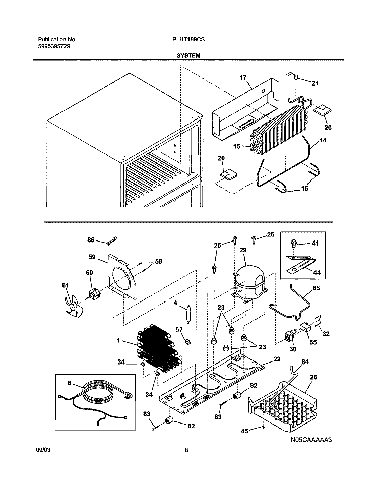 SYSTEM Diagram and Parts List for PLHT189CSB2  Frigidaire Refrigerator