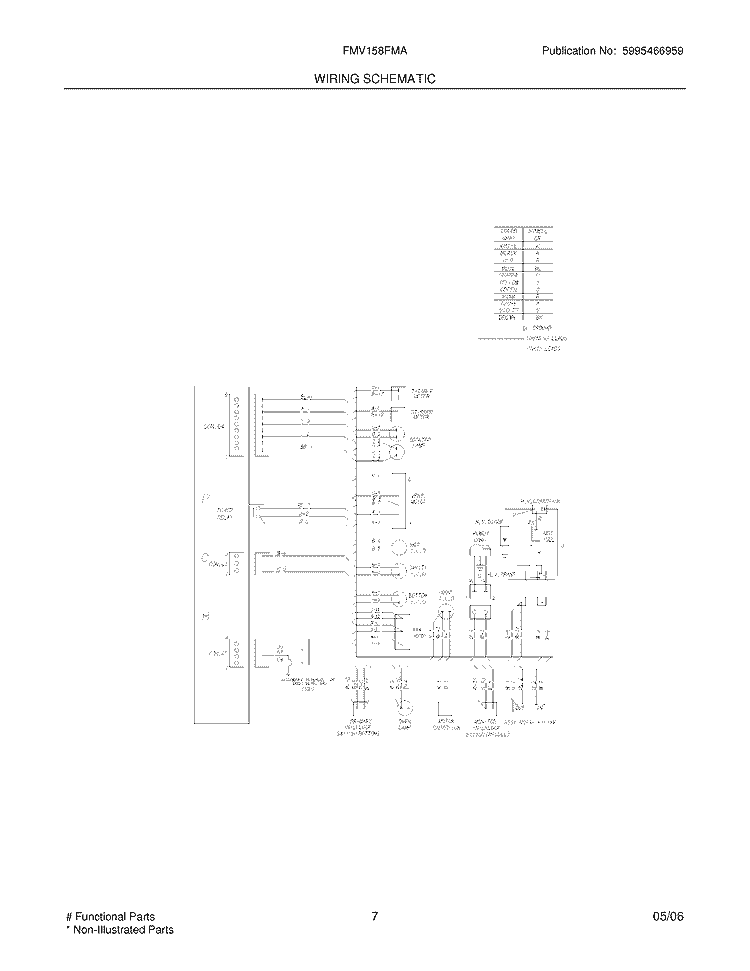 WIRING DIAGRAM Diagram and Parts List for FMV158FMA  Frigidaire Microwave