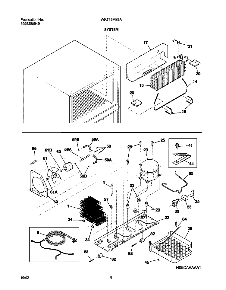 SYSTEM Diagram and Parts List for WRT15MB3AW2  Westinghouse Refrigerator