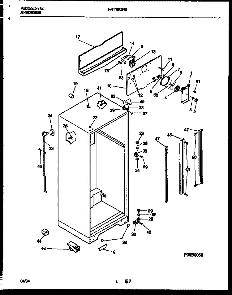 CABINET PARTS Diagram and Parts List for FRT18QRBW0  Frigidaire Refrigerator