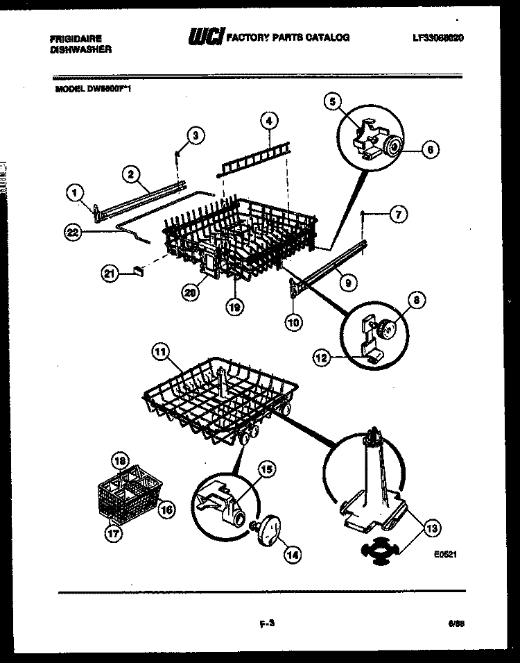RACKS AND TRAYS Diagram and Parts List for DW6600FM1  Frigidaire Dishwasher