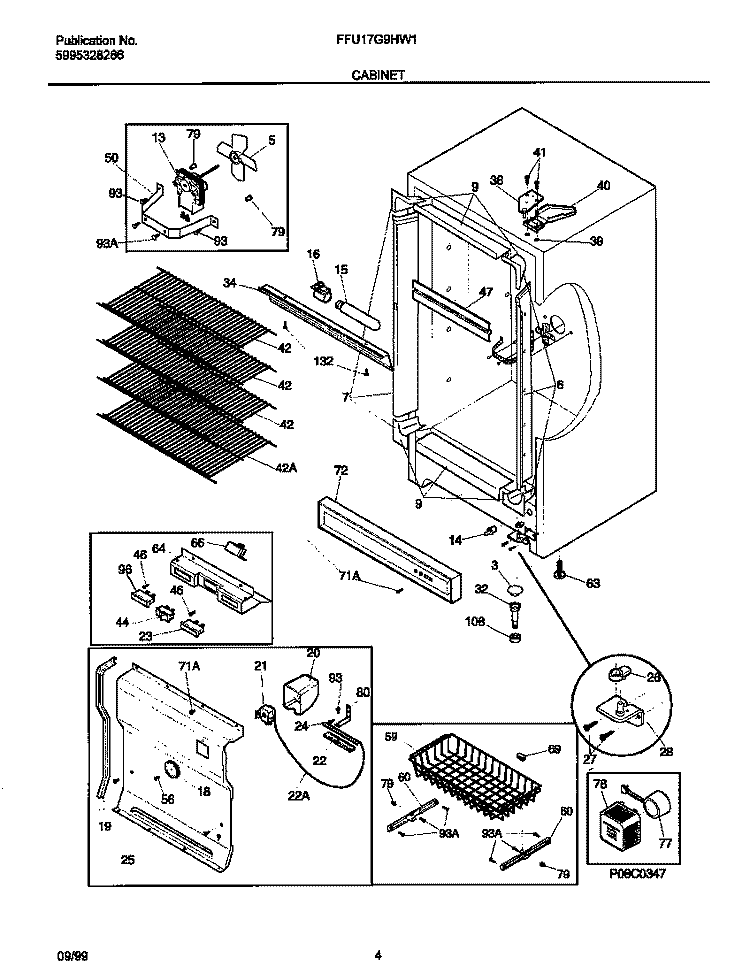 CABINET Diagram and Parts List for FFU17G9HW1  Frigidaire Freezer