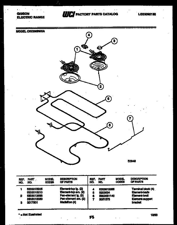 BROILER PARTS Diagram and Parts List for CEC3M2WXA  Gibson Range