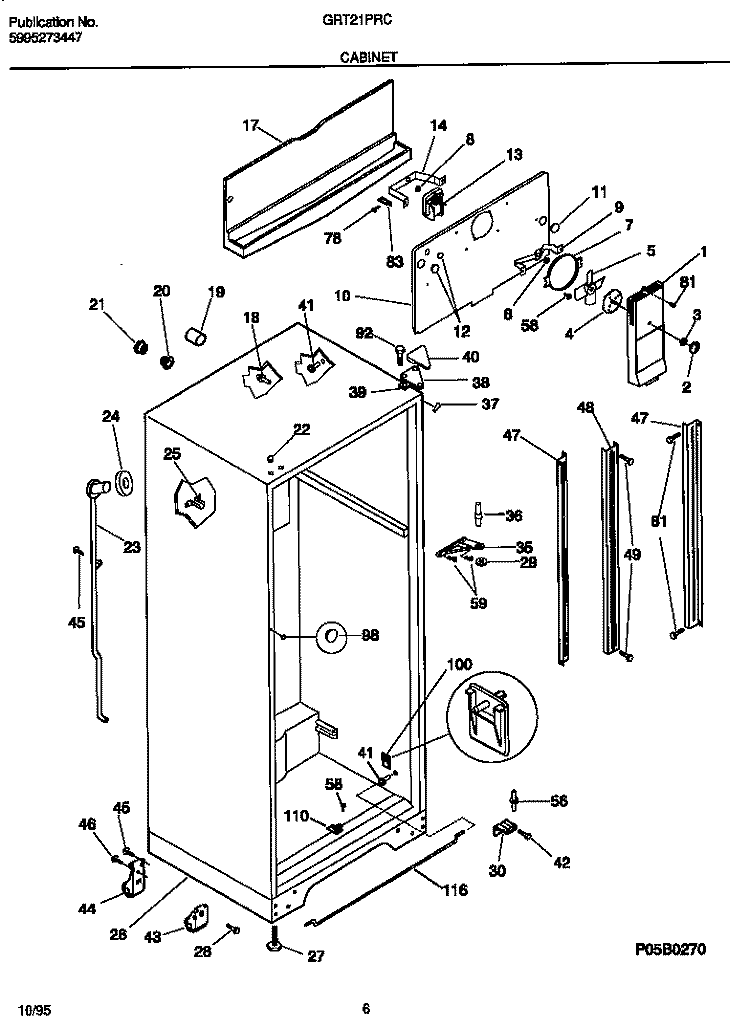 CABINET Diagram and Parts List for GRT21PRCD1  Gibson Refrigerator