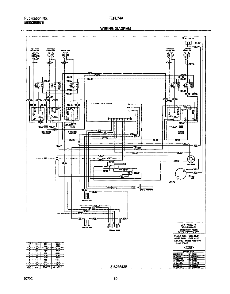 WIRING DIAGRAM Diagram and Parts List for FEFL74ABC  Frigidaire Range