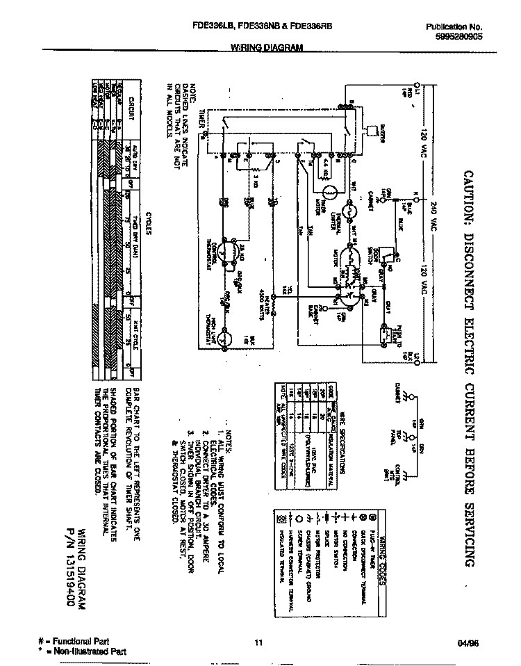 WIRING DIAGRAM Diagram and Parts List for FDE336NBS2  Frigidaire Dryer