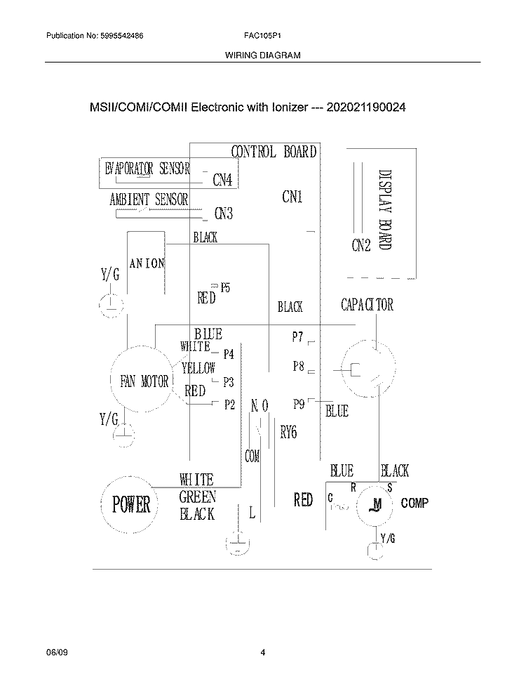 WIRING DIAGRAM Diagram and Parts List for FAC105P1AD  Frigidaire Air Conditioner