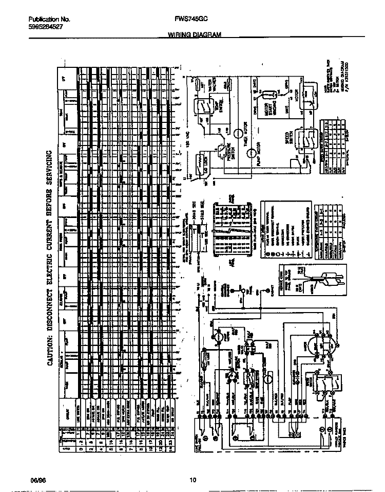 WIRING DIAGRAM Diagram and Parts List for FWS745GCS2  Frigidaire Washer