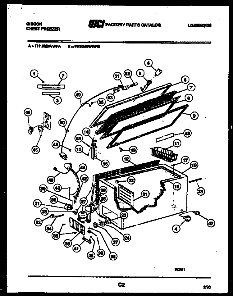 CHEST FREEZER PARTS Diagram and Parts List for FH16M8WWFA  Gibson Freezer
