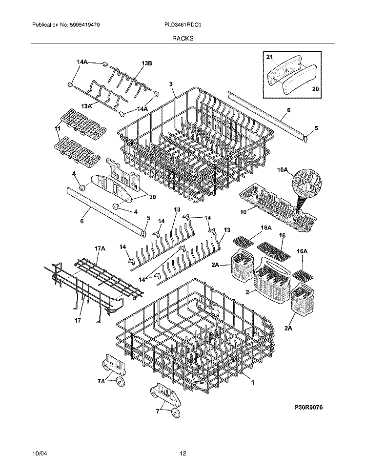 RACKS Diagram and Parts List for PLD3461RDC0  Frigidaire Dishwasher