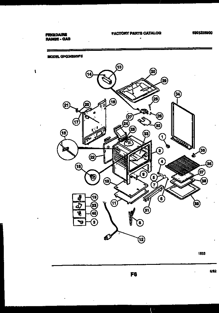 BODY PARTS Diagram and Parts List for GPG34BNL5  Frigidaire Range