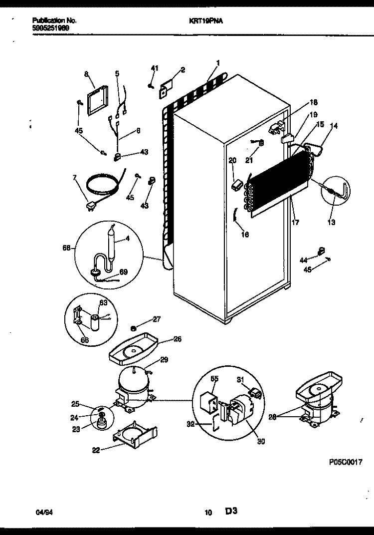 SYSTEM AND AUTOMATIC DEFROST PARTS Diagram and Parts List for KRT19PNAW0  Kelvinator Refrigerator