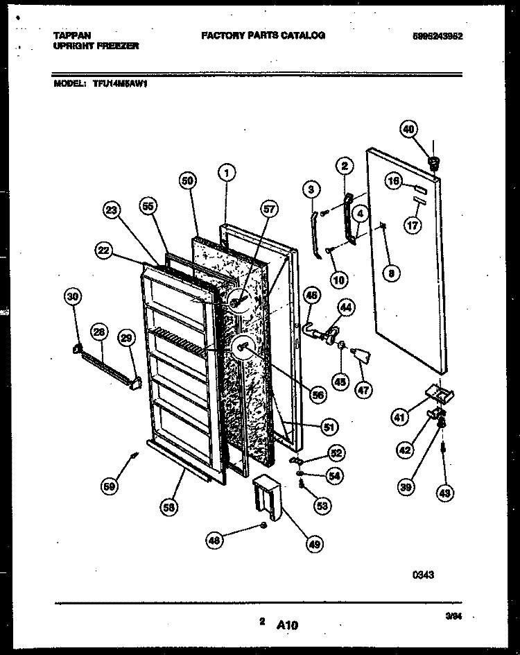 DOOR PARTS Diagram and Parts List for TFU14M5AW1  Tappan Freezer