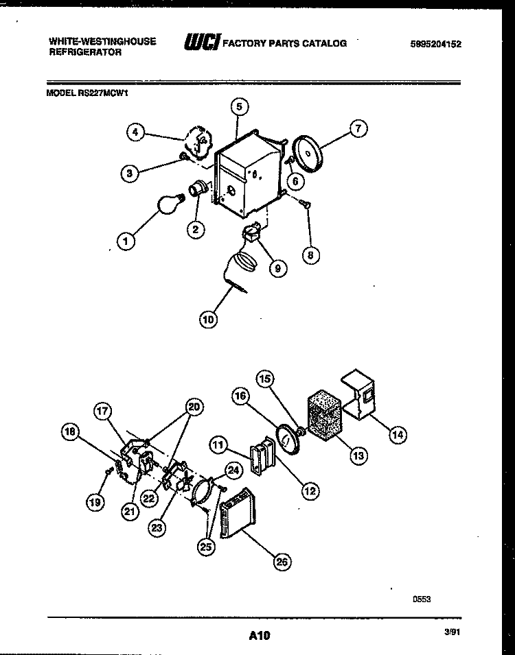 REFRIGERATOR CONTROL ASSEMBLY, DAMP Diagram and Parts List for RS227MCD1  Frigidaire Refrigerator