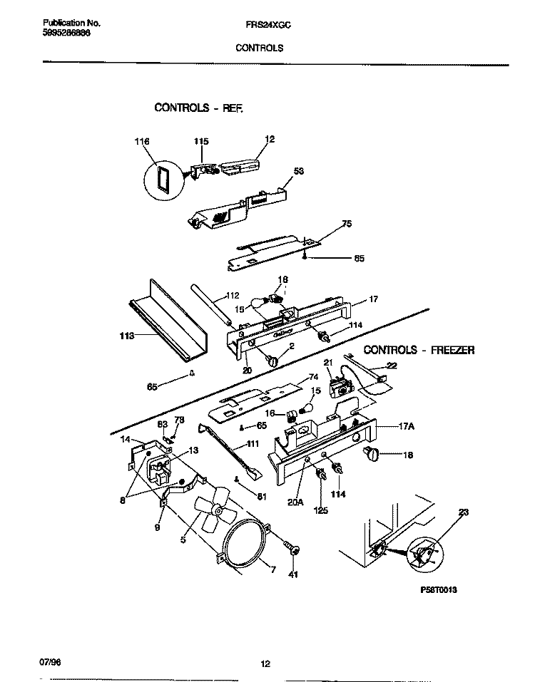 CONTROLS Diagram and Parts List for FRS24XGCB3  Frigidaire Refrigerator