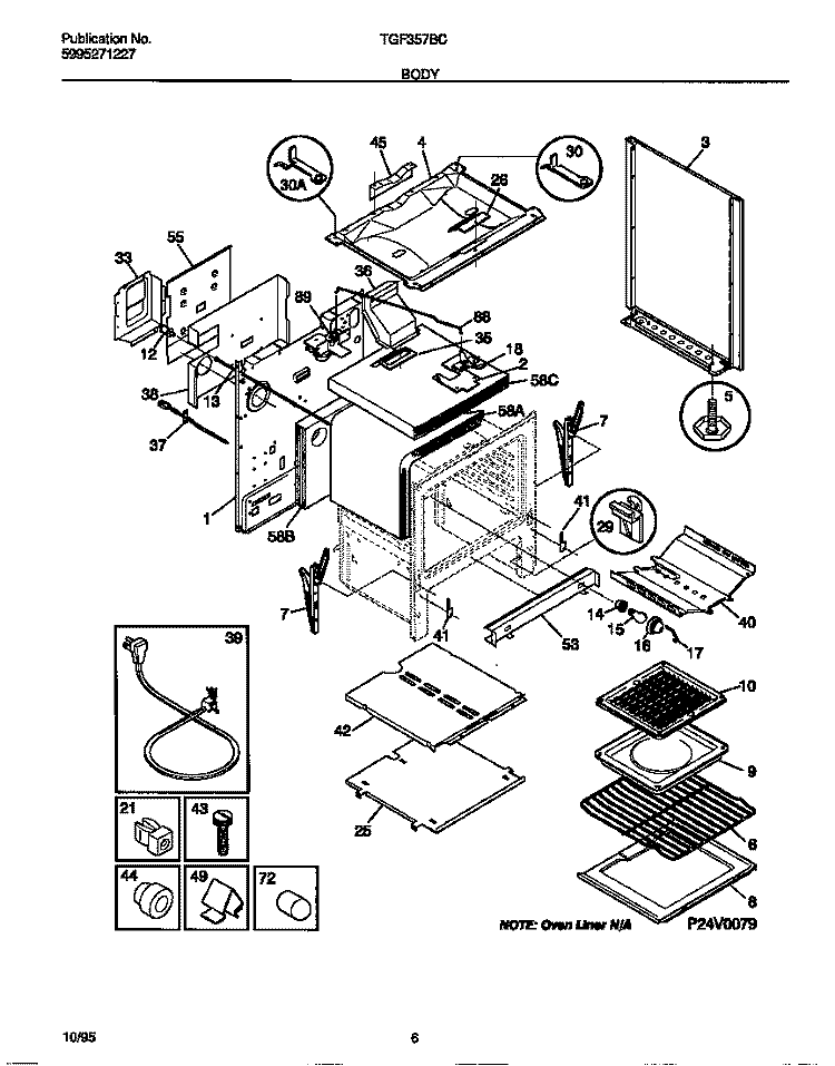 BODY Diagram and Parts List for TGF357BCWA  Tappan Range