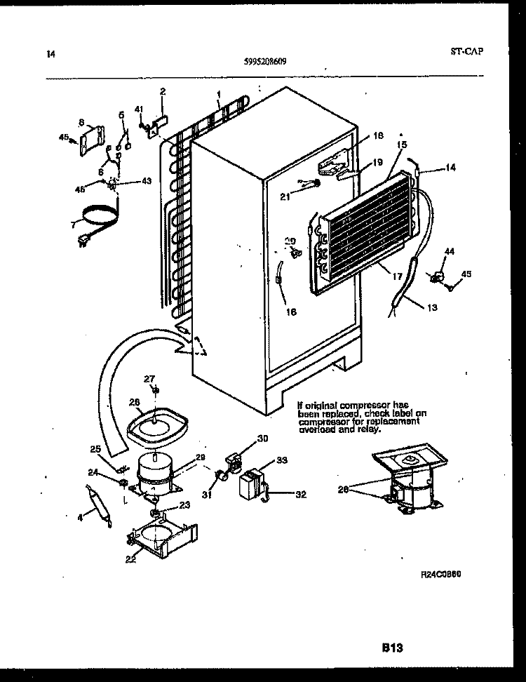 SYSTEM AND AUTOMATIC DEFROST PARTS Diagram and Parts List for FPES19TIPW0  Frigidaire Refrigerator
