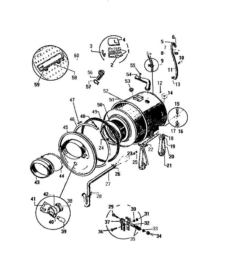 TUBS Diagram and Parts List for LT600JXV1  Frigidaire Washer