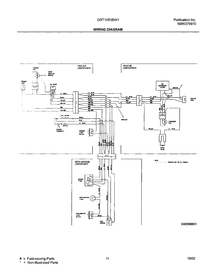 WIRING DIAGRAM Diagram and Parts List for GRT15B3BW1  Gibson Refrigerator