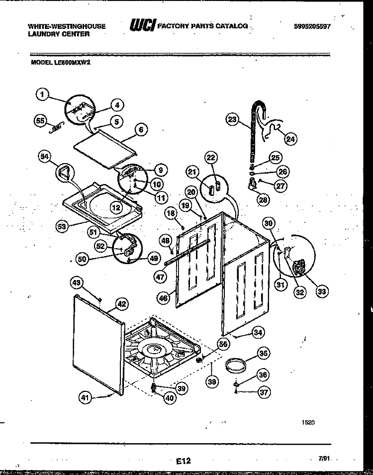 CABINET PARTS Diagram and Parts List for LE600MXD2  Frigidaire Washer Dryer Combo