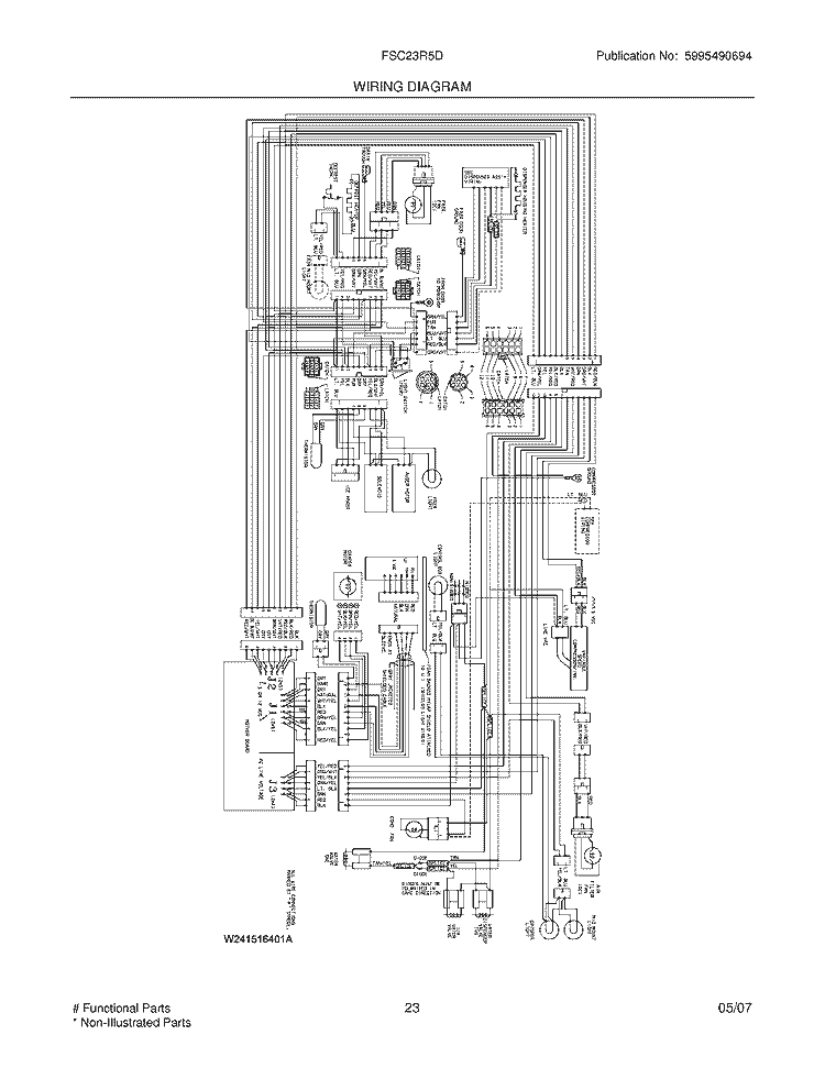 WIRING DIAGRAM Diagram and Parts List for FSC23R5DWE  Frigidaire Refrigerator