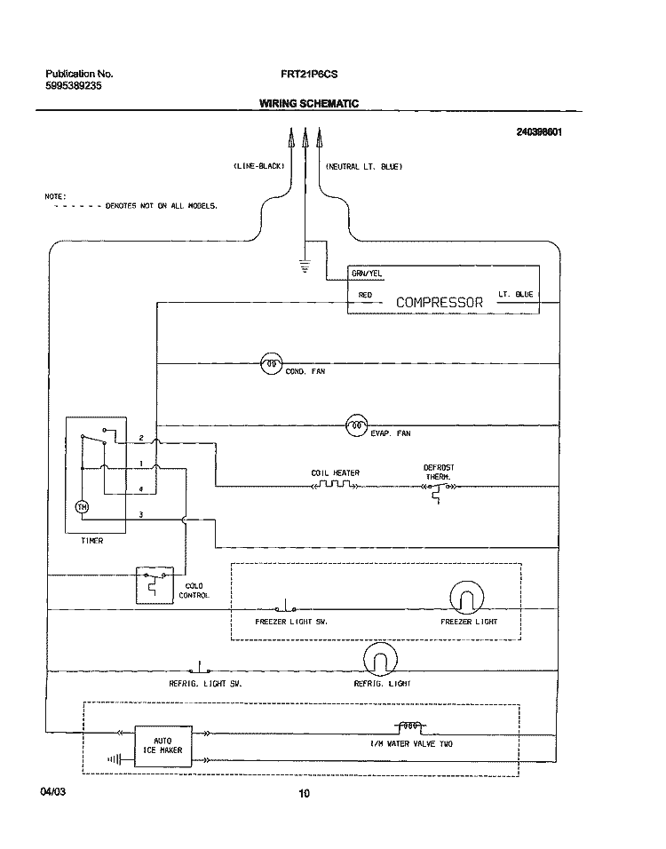 WIRING SCHEMATIC Diagram and Parts List for FRT21P6CSB0  Frigidaire Refrigerator