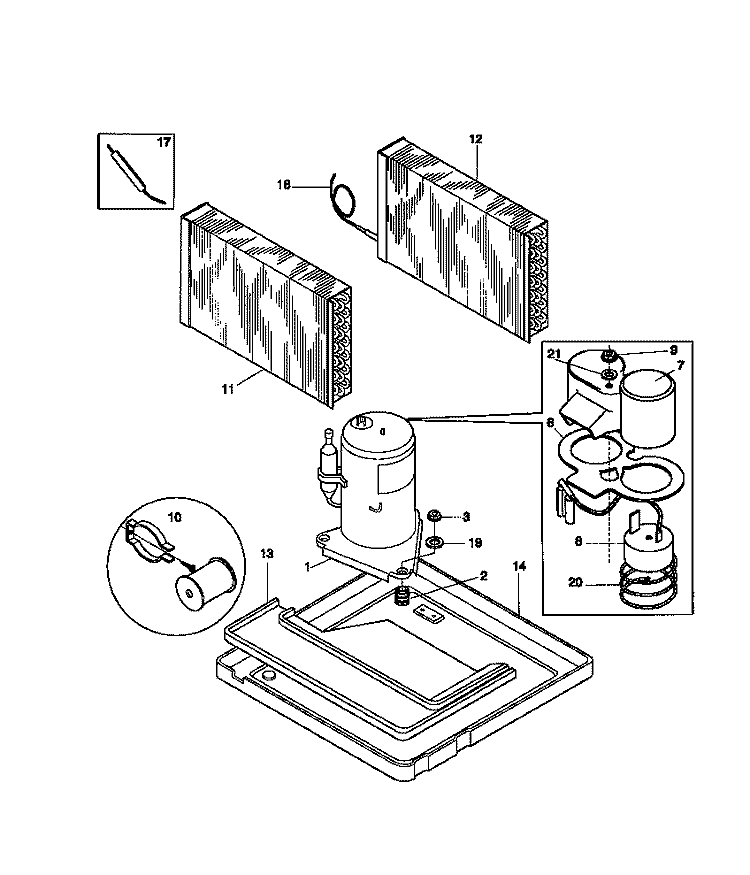 COMPRESSOR Diagram and Parts List for WAC051T7Z2  Frigidaire Air Conditioner