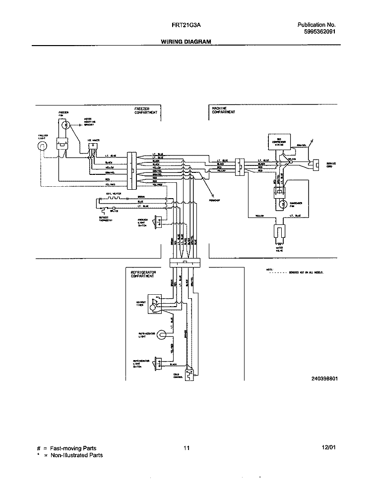 WIRING DIAGRAM Diagram and Parts List for FRT21G3AW2  Frigidaire Refrigerator