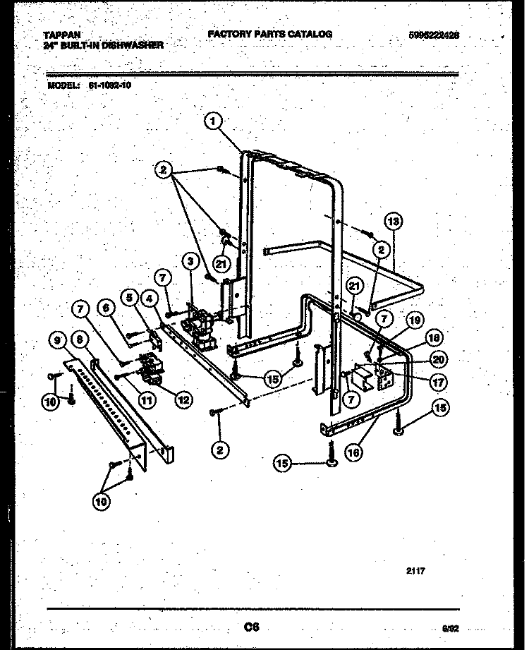 POWER DRY AND MOTOR PARTS Diagram and Parts List for 61-1082-10-00  Tappan Dishwasher