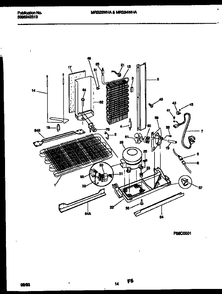 SYSTEM AND AUTOMATIC DEFROST PARTS Diagram and Parts List for MRS24WHAD0  Frigidaire Refrigerator