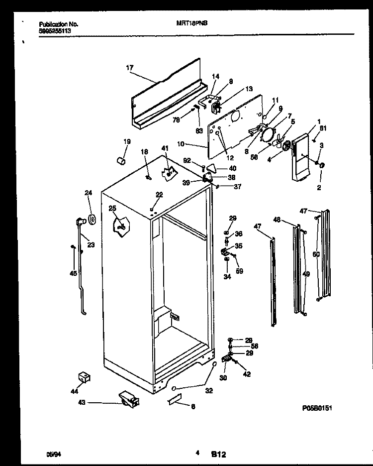 CABINET PARTS Diagram and Parts List for MRT18PNBZ0  Frigidaire Refrigerator