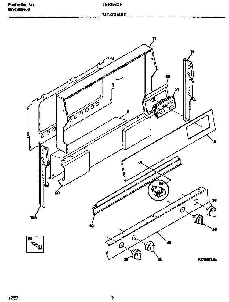 BACKGUARD Diagram and Parts List for TGF366CFTA  Tappan Range
