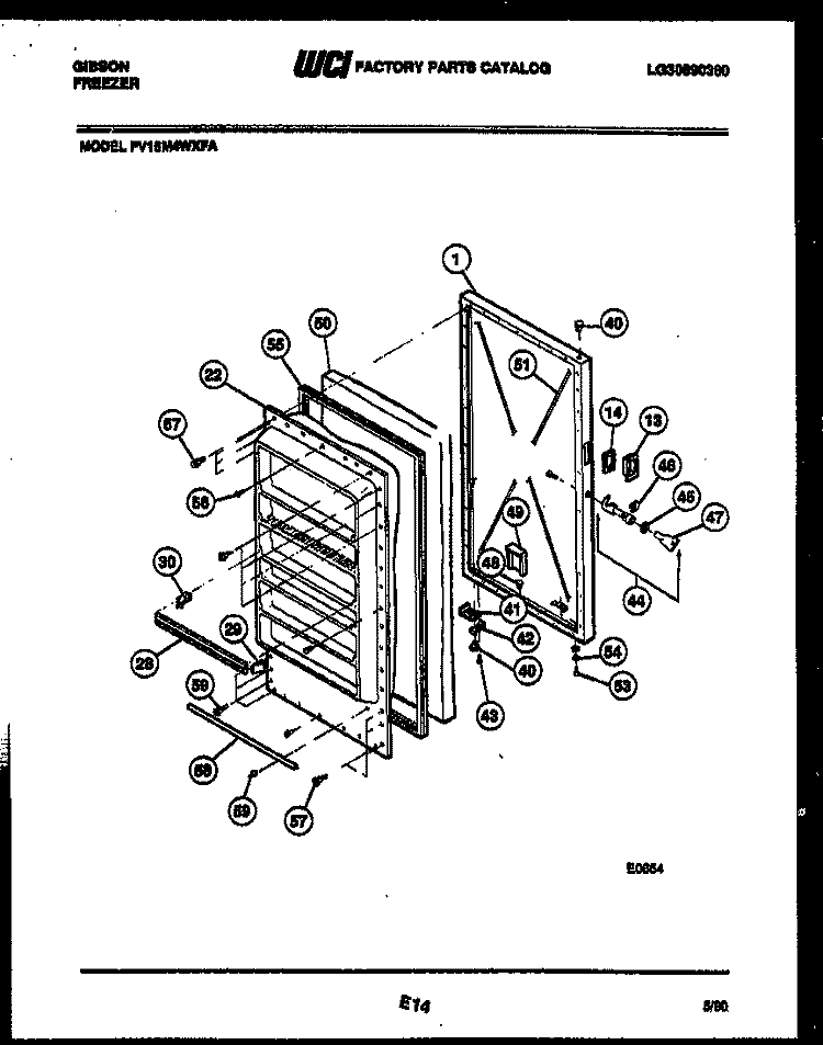 DOOR PARTS Diagram and Parts List for FV16M4WXFA  Gibson Freezer