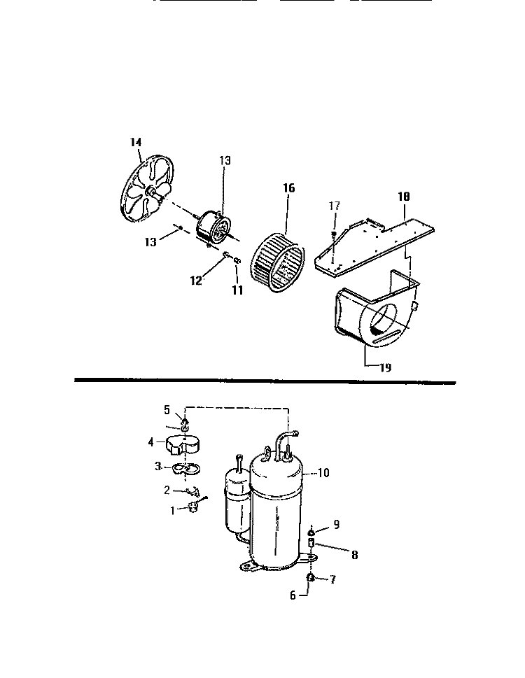 AIR HANDLING PARTS, COMPRESSOR Diagram and Parts List for M316C2QA  Kelvinator Air Conditioner