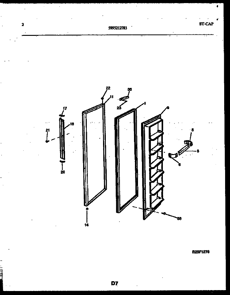 FREEZER DOOR PARTS Diagram and Parts List for RSG192NCD1  Frigidaire Refrigerator