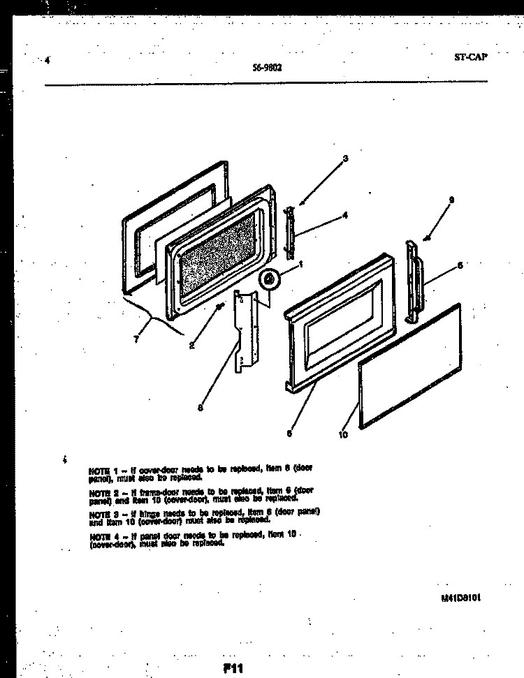 DOOR PARTS Diagram and Parts List for 56-9802-10-01  Tappan Microwave